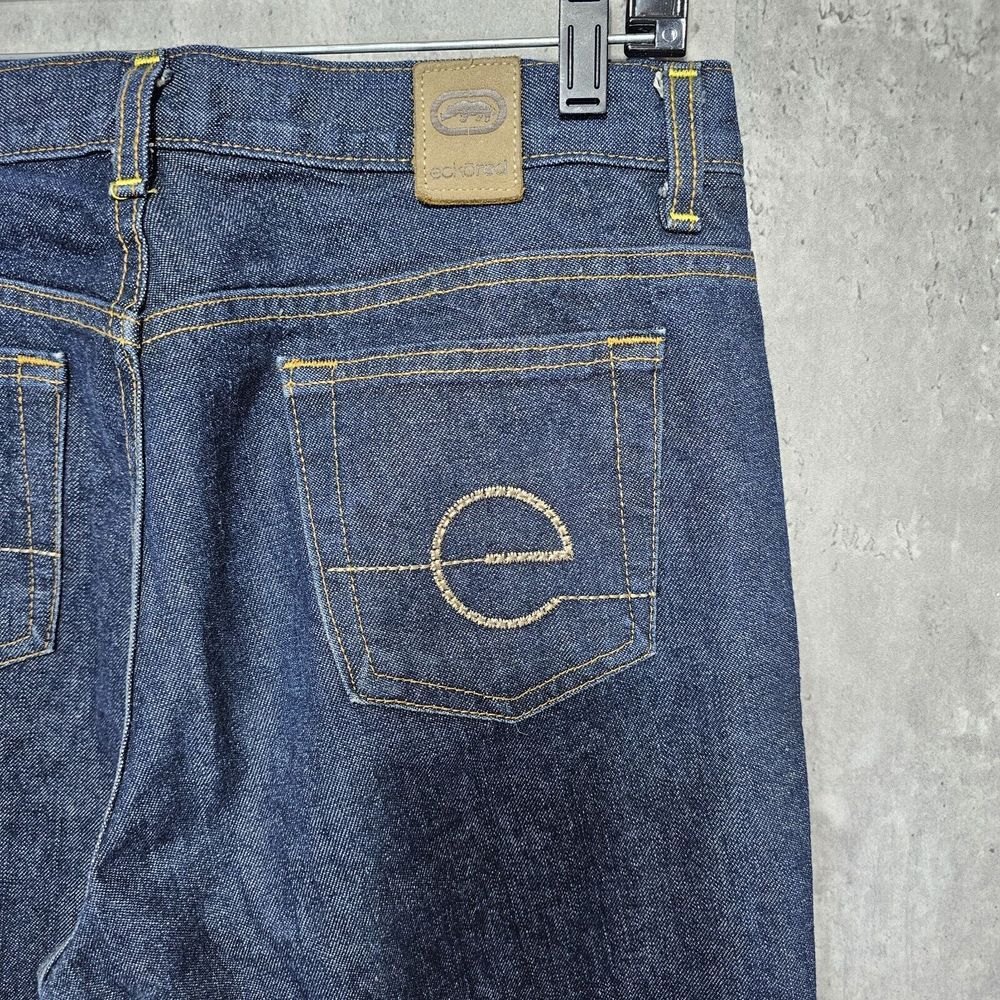Vintage 90s Y2K Ecko Red Jrs 7 Tall Dark Wash Denim Loose Straight Jeans Street - Picture 4 of 6
